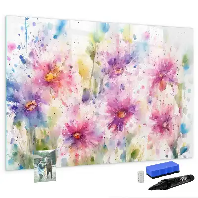 Quadro magnético para desenho com estampa de flores