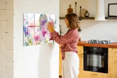 Quadro magnético para desenho com estampa de flores
