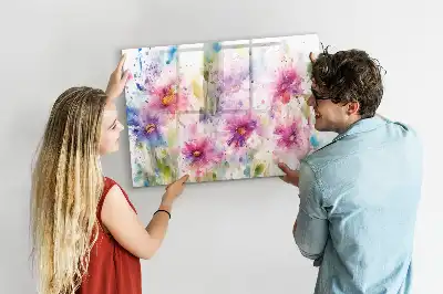 Quadro magnético para desenho com estampa de flores