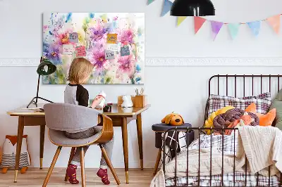 Quadro magnético para desenho com estampa de flores