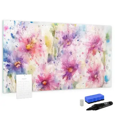 Quadro magnético para desenho com estampa de flores