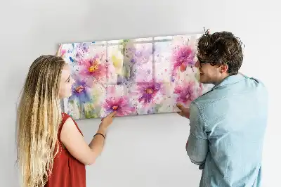 Quadro magnético para desenho com estampa de flores