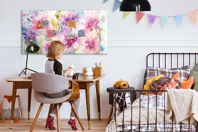 Quadro magnético para desenho com estampa de flores