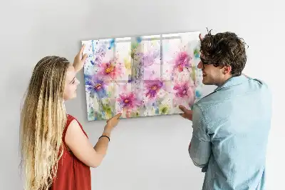 Quadro magnético para desenho com estampa de flores