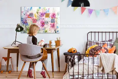 Quadro magnético para desenho com estampa de flores