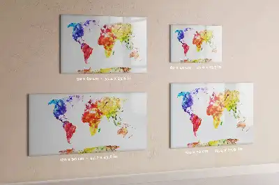 Quadro magnético para desenhar com estampa de mapa-múndi em aquarela