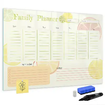 Quadro magnético para escrever planner familiar