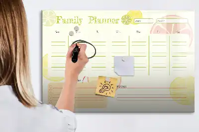 Quadro magnético para escrever planner familiar