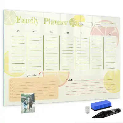 Quadro magnético para escrever planner familiar