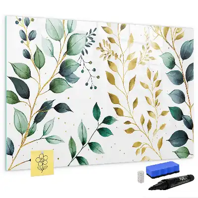 Quadro magnético para escrever com estampa de folhas de planta