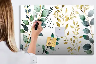 Quadro magnético para escrever com estampa de folhas de planta