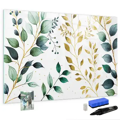 Quadro magnético para escrever com estampa de folhas de planta