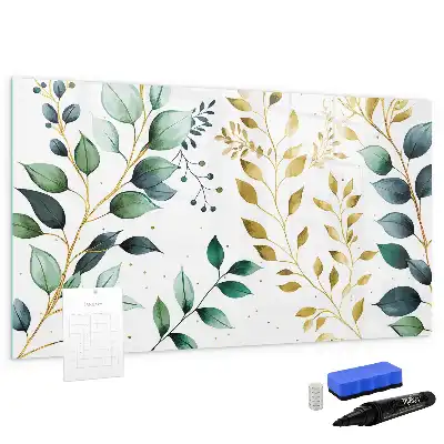 Quadro magnético para escrever com estampa de folhas de planta