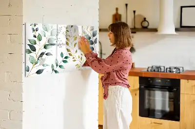 Quadro magnético para escrever com estampa de folhas de planta