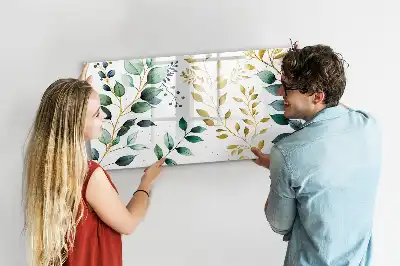 Quadro magnético para escrever com estampa de folhas de planta