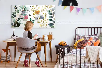 Quadro magnético para escrever com estampa de folhas de planta