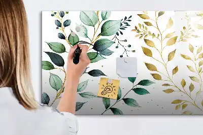 Quadro magnético para escrever com estampa de folhas de planta