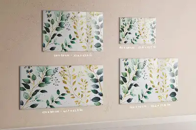 Quadro magnético para escrever com estampa de folhas de planta