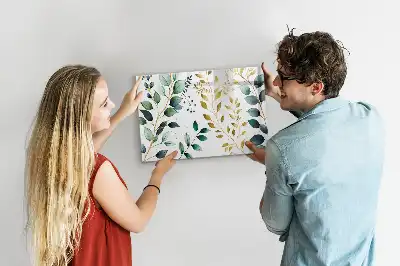 Quadro magnético para escrever com estampa de folhas de planta