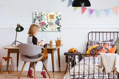 Quadro magnético para escrever com estampa de folhas de planta