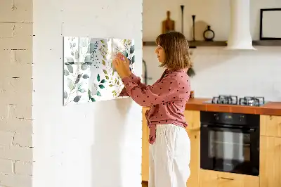 Quadro magnético para escrever com estampa de folhas de planta