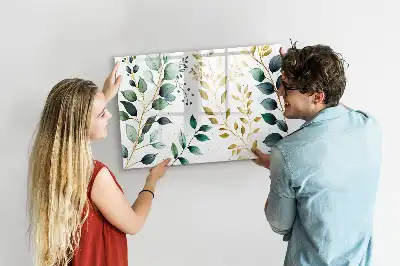 Quadro magnético para escrever com estampa de folhas de planta