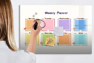 Planner semanal quadro magnético para desenhar