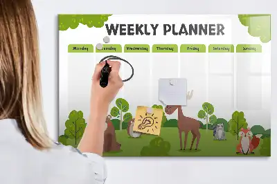 Quadro magnético para horário escolar de escrever