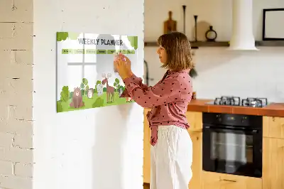 Quadro magnético para horário escolar de escrever