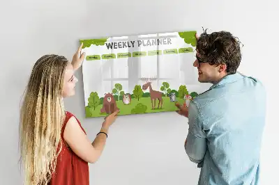 Quadro magnético para horário escolar de escrever