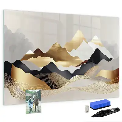 Quadro magnético para escrita com estampa de abstração de montanhas