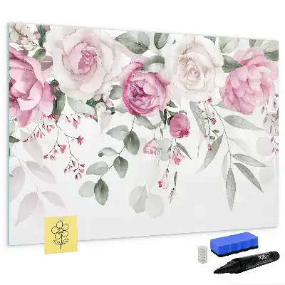 Quadro magnético para desenhar estampa Rosas em aquarela