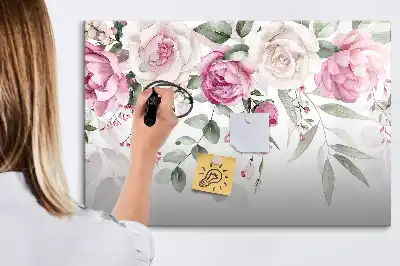Quadro magnético para desenhar estampa Rosas em aquarela