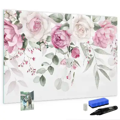 Quadro magnético para desenhar estampa Rosas em aquarela