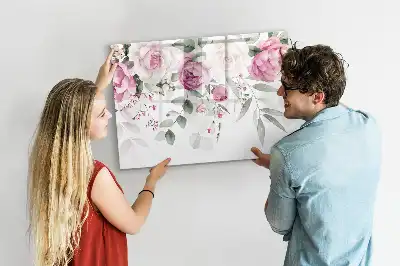 Quadro magnético para desenhar estampa Rosas em aquarela