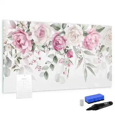 Quadro magnético para desenhar estampa Rosas em aquarela
