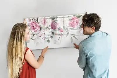 Quadro magnético para desenhar estampa Rosas em aquarela
