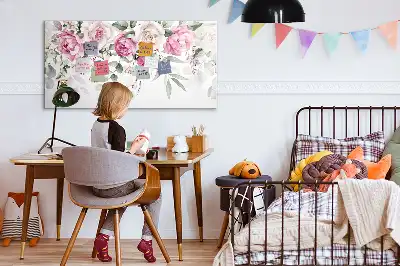 Quadro magnético para desenhar estampa Rosas em aquarela