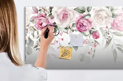 Quadro magnético para desenhar estampa Rosas em aquarela