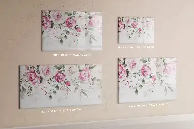 Quadro magnético para desenhar estampa Rosas em aquarela