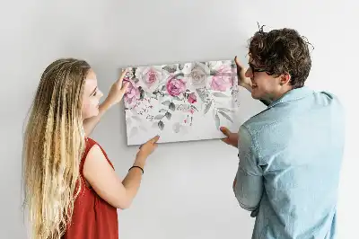 Quadro magnético para desenhar estampa Rosas em aquarela