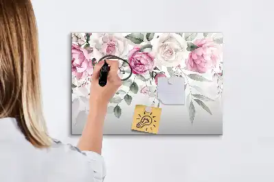 Quadro magnético para desenhar estampa Rosas em aquarela