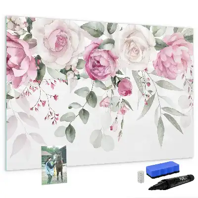 Quadro magnético para desenhar estampa Rosas em aquarela