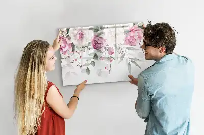 Quadro magnético para desenhar estampa Rosas em aquarela