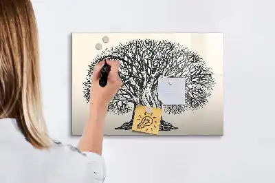 Quadro magnético para escrita estampa de árvore grande da natureza