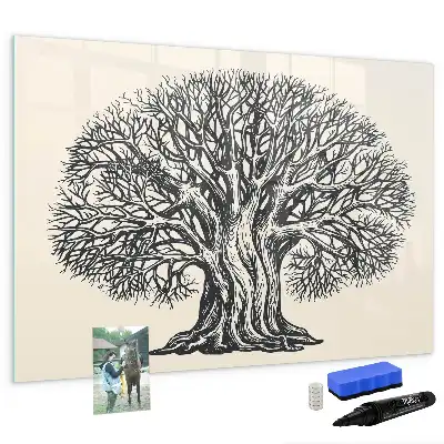 Quadro magnético para escrita estampa de árvore grande da natureza