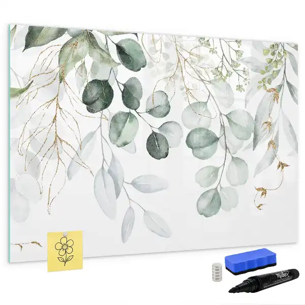 Quadro magnético para escrever com tema de plantas pendentes