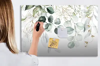 Quadro magnético para escrever com tema de plantas pendentes