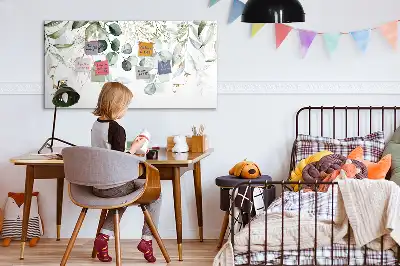 Quadro magnético para escrever com tema de plantas pendentes