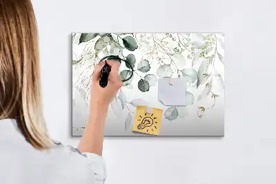 Quadro magnético para escrever com tema de plantas pendentes